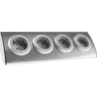 Chilitec 4-fach Steckdosenblock Edelstahl 90° für Eck- & Aufbaumontage