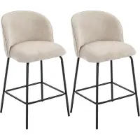 Northio Barhocker 2er Set, Rückenlehne & Fußstütze, Beige
