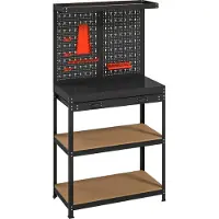 Northio Werkbank mit Lochwand, Haken, Schublade, 2 Ablagen, Schwarz