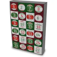 Itenga SET Adventskalender zum Füllen Würfel 5cm (außen grau) + Sticker Z28 + V15 (dunkelgrün, dunkelrot, weiß)