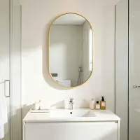 Zimilo Wandspiegel Oval mit Goldrahmen, 60x40 cm, Badezimmerspiegel mit Sicherheitsglas, Klare Reflexion, für Bad, Schlafzimmer und Wohnräume