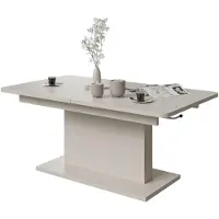 Feldmann-Wohnen 2in1 Couchtisch Busetti 126-167x70x56-74cm Esstisch höhenverstellbar ausziehbar Farbe wählbarKaschmir
