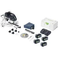 Festool KAPEX KSC 60 EB-Basic Akku Kapp Zugsäge 18 V / 36 V 216 mm Brushless + 4x Akku 5,0 Ah + Doppelladegerät + Systainer