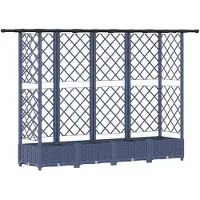 Syfax Hochbeet mit Rankgitter und Dach Grau 202,5 x 40 x 121 cm PP