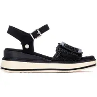 Xti für Damen. 14524003-NEGRO Sandalen 145240 schwarz (40), Stoff, Wohnung, Schnalle, Lässig, Sportlich