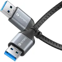 Sonero USB-A auf USB-A Datenkabel, Verbindungskabel, Kabel Typ A, 3.0, 5GB/s, space grey/schwarz, 1,50m