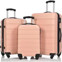 Bauhaus 3er Set Hartschalenkoffer, ABS, 4 Rollen, rosa