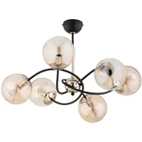 Alfa Hängeleuchte AURORA, gold-schwarz, 6xE14x10W, Glas, Maße: 40x66x66cm, IP20, Marke: