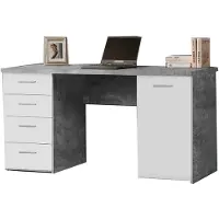 GuenstigEinrichten Schreibtisch Net109Computertisch Büro Home Office Beton weiß matt