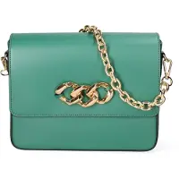John Richmond Umhängetasche Damen Echtleder mit Goldkette Black and Gold UNICA 25.5x21x8 cm JR-W-1053-BLACK-GOLD