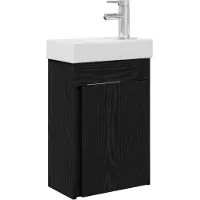 Syfax Badezimmer Waschtischunterschrank mit Wasserhahn Schwarze Eiche