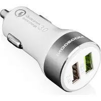 Modecom MC-QCU2-07 Autoladegerät, Schwarz, 2x USB-A, 3 A, kompatibel mit Smartphone und Tablet, PKW und LKW 12V-24V, 2-Port Adapter