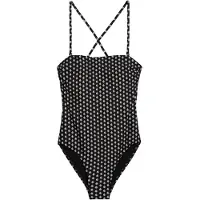 Marc o'polo Badeanzug "Palm Geo Print", Damen, Gr. XS (34), N-Gr, schwarz-weiß (schwarz geo print), Obermaterial: 84% Polyamid, 16% Elasthan, Badeanzüge Badeanzug