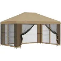 vidaXL Garten Pavillon mit Seitenwänden 4 x 3 m Beige
