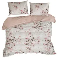 Eurofirany Bettwäsche Kissenbezug Bettbezug 200x220cm weiß rosa Botanish 3tlg Set