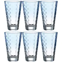Leonardo Longdrinkglas "OPTIC", blau (hellblau), H:13cm Ø:8cm, Glas, Trinkgefäße, Longdrinkglas, 300 ml, 6-teilig