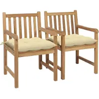 The Living Store Gartenstühle 2 Stk. mit Cremeweißen Kissen Massivholz Teak
