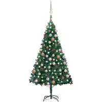 The Living Store Künstlicher Weihnachtsbaum mit Beleuchtung & Kugeln Grün 180 cm