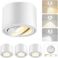ZMH LED Aufbauspot 4 Stück Dimmbar 4W Ø80x50mm Extra Flach 30° Schwenkbar 3CCT Aufbauleuchte 3000K/4000K/6500K Aufputz Deckenleuchte Rund Weiß