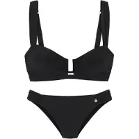 LASCANA Bandeau-Bikini , Damen, Gr. 36, Cup A/B, schwarz, Recycling-Polyamid, Bikini-Sets Bandeau-Bikini, mit modischer Zierschnalle