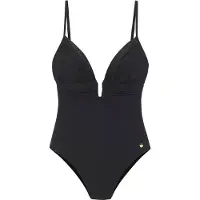 LASCANA Badeanzug , Damen, Gr. 40, Cup C, schwarz, Recycling-Polyamid, Badeanzüge Badeanzug, mit modischer Zierschnalle