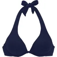s.Oliver Bügel-Bikini-Top "Oana", Damen, Gr. 44, Cup F, blau (marine), Microfaser, Strukturmuster, Bikini-Oberteile Bügel-Bikini-Top, mit Strukturmuster