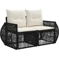 vidaXL Gartensofa-set 5 stk. Schwarz und Cremeweiß Poly-Rattan