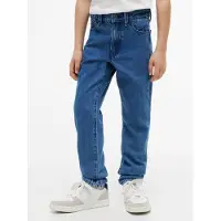 Tommy Hilfiger Flag Embroidery Faded Straight Jeans, Jeans, Kind, Blau, Denim medium 01, 4Y, Kleidungsknopf, Reißverschluss