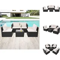 vidaXL 5-tlg. Garten-Lounge-Set mit Auflagen Poly Rattan Schwarz - Gartenmöbel-Sets