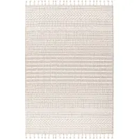 Kayoom Teppich "Reef 125", beige (elfenbein), B:200cm H:9mm L:290cm, Polypropylen, Teppiche, Teppich, Kurzflor, Struktur, mit Fransen, Wohnzimmer