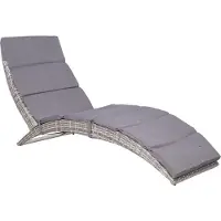 vidaXL Sonnenliege mit Auflage Klappbar Poly Rattan Grau