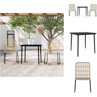 vidaXL 3-tlg. Garten-Essgruppe Eichen-Optik - Gartenmöbel-Sets