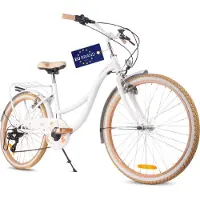 Sun baby Flower Bike Kinderfahrrad 24 Zoll Mädchen, Fahrrad für Kinder ab 8 Jahre, 7-Gang Shimano, V-Brake, Gepäckträger, Reflektoren Weiß Beige