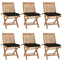 Syfax Klappstühle mit Kissen, 6-teilig, Massivholz Teakholz