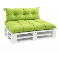 VBChome Palettenkissen 120x80 120x40 cm Europaletten Möbel Palettenauflage Garten Balkon 12 Farben mit Schaumstoffflocken Füllung Limettenfarbe 2-TLG