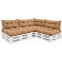 VBChome Palettenkissen 120x80 120x40 70x40 cm Europaletten Möbel Palettenauflage Garten 12 Farben mit Schaumstoffflocken Füllung Hellbraun 7-TLG Set