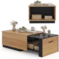 Costway Couchtisch, Wohnzimmertisch mit ausziehbarer Schublade & verstecktem Geheimfach, rechteckiger Kaffeetisch, moderner Sofatisch, 115x60x37 cm
