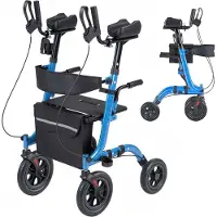 StarTech.com Rollator - Faltbarer Gehwagen mit Sitz - Leichtgewicht - 4 PolyurethanRäder - Belastbar bis 136 kg - Höhenverstellbar - Mit Rückenlehne & Tasche - Gehstockhalter - Blau