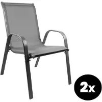 AGA 2er Set Gartenstühle MR4400GY-2 Grau – Stapelbare Hochlehner aus Metall & Gewebe, mit Armlehnen, wetterfest für Garten & Terrasse