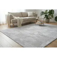 Kayoom Teppich "Calma 125", grau (silber), B:80cm H:10mm L:150cm, Polyester, Teppiche, Teppich, Kurzflor, 3-D Optik, Wohnzimmer
