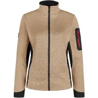 FHB Marieke Damen Strick-Fleece-Jacke - Beige-Schwarz 102 M