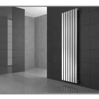 LuxeBath Design Paneelheizkörper Stella Mittelanschluss 370 x 1600 mm Weiß mit Anschlussgarnitur Thermostat Universal Eck & Durchgang, ohne Heizstab