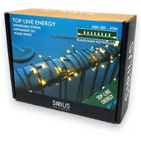 Sirius Top-Line Energy System LED-Lichterketten-Erweiterung – Außen, 200 LEDs, 20 m, Warmweiß, Schwarz
