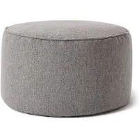 Lumaland Comfort Line Sitzsack-Hocker 25 x 45 cm - Indoor - Runder Sitzpouf, Bodenkissen Bean Bag Pouf - Hellgrau Sitzhocker Sitzpouf, Wohnzimmer-Sitz