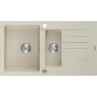 Mexen Matias 1,5-Becken-Granitspüle mit kurzer Abtropffläche 900 x 505 mm, Beige - 6502901505-69