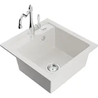 Mexen Vito 1-Becken-Granit-Spüle mit Mischbatterie Carla, Weiß - 6503-20-670700-00