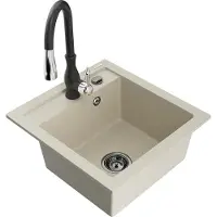 Mexen Vito 1-Becken-Granit-Spüle mit Mischbatterie Savita, Beige - 6503-69-672601-70