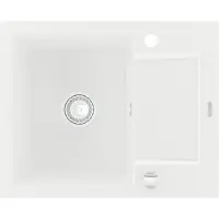 Mexen Enzo 1-Becken-Granitspüle mit kurzer Abtropffläche 576 x 465 mm, Weiß - 6506571005-20
