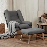 Fun-Möbel Relaxsessel Sessel ARIEL inkl. Hocker in Stoff Trinity Dunkelgrau