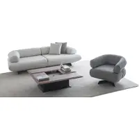 AEA Weiß-graues Wohnzimmer Set Designer Stoffsofa Sessel Holz Couchtisch